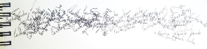 Caderno de anotações. Palavras sobrepostas.