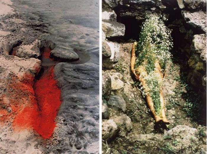 Imagem de capa. Ana Mendieta. Performance. Serie Silhuetas.
