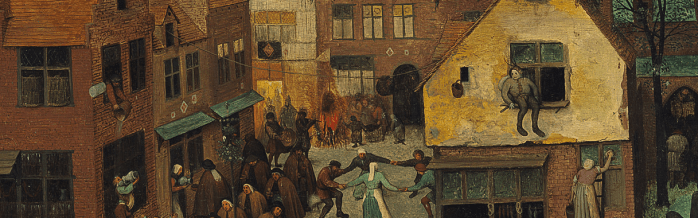 Pieter Bruegel. A batalha entre o Carnaval e a Quaresma. Detalhe.