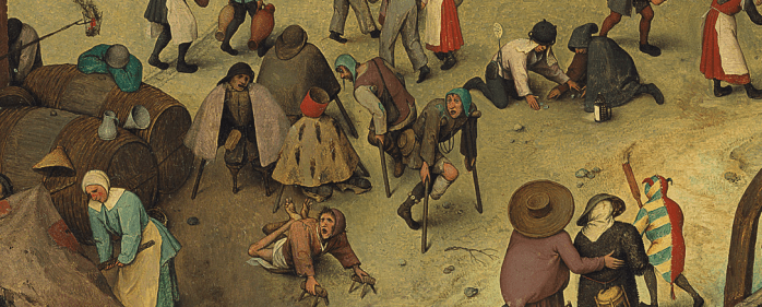 Pieter Bruegel. A batalha entre o Carnaval e a Quaresma. Detalhe