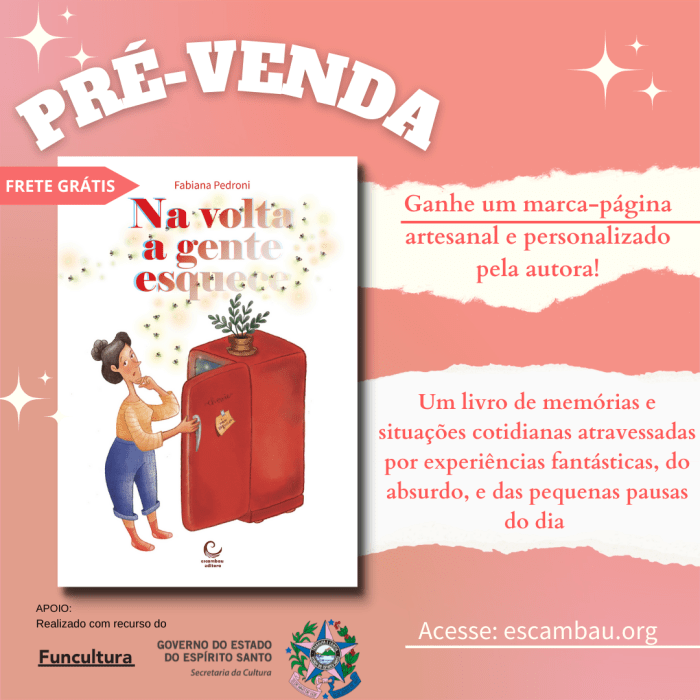 Imagem de capa. Pré-venda. Na volta a gente esquece. Fabiana Pedroni. Livro.