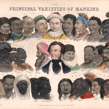The Principal Varieties of Mankind. Ethnographic Map. Anthropology. Antique Historical chart is a drawing by Studio Grafiikka