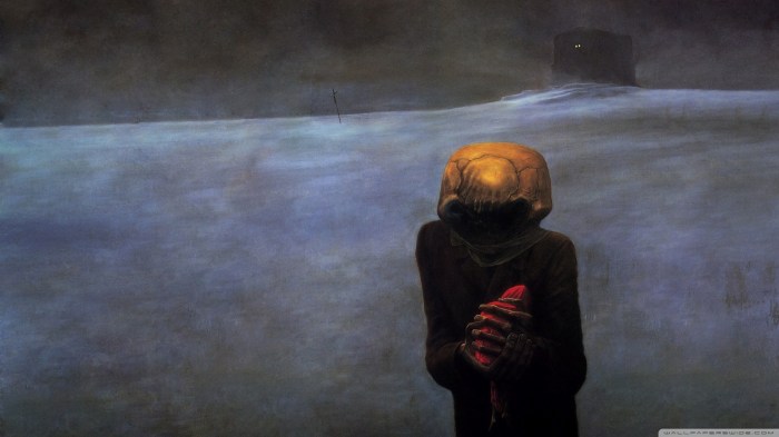 Zdzisław Beksiński, óleo sobre tela, 1972, 100 x 122 cm. Fonte: Wiki Art: visual art enciclopedia.