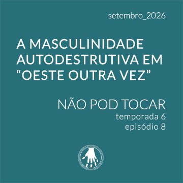 Fundo verde escuro e azulado com título do episódio e logo do podcast.